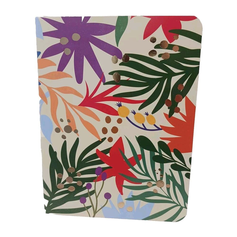 Notebook Journal FLORAL GOLD‎ LEAF Tropical Lined Pages Composition Stationary